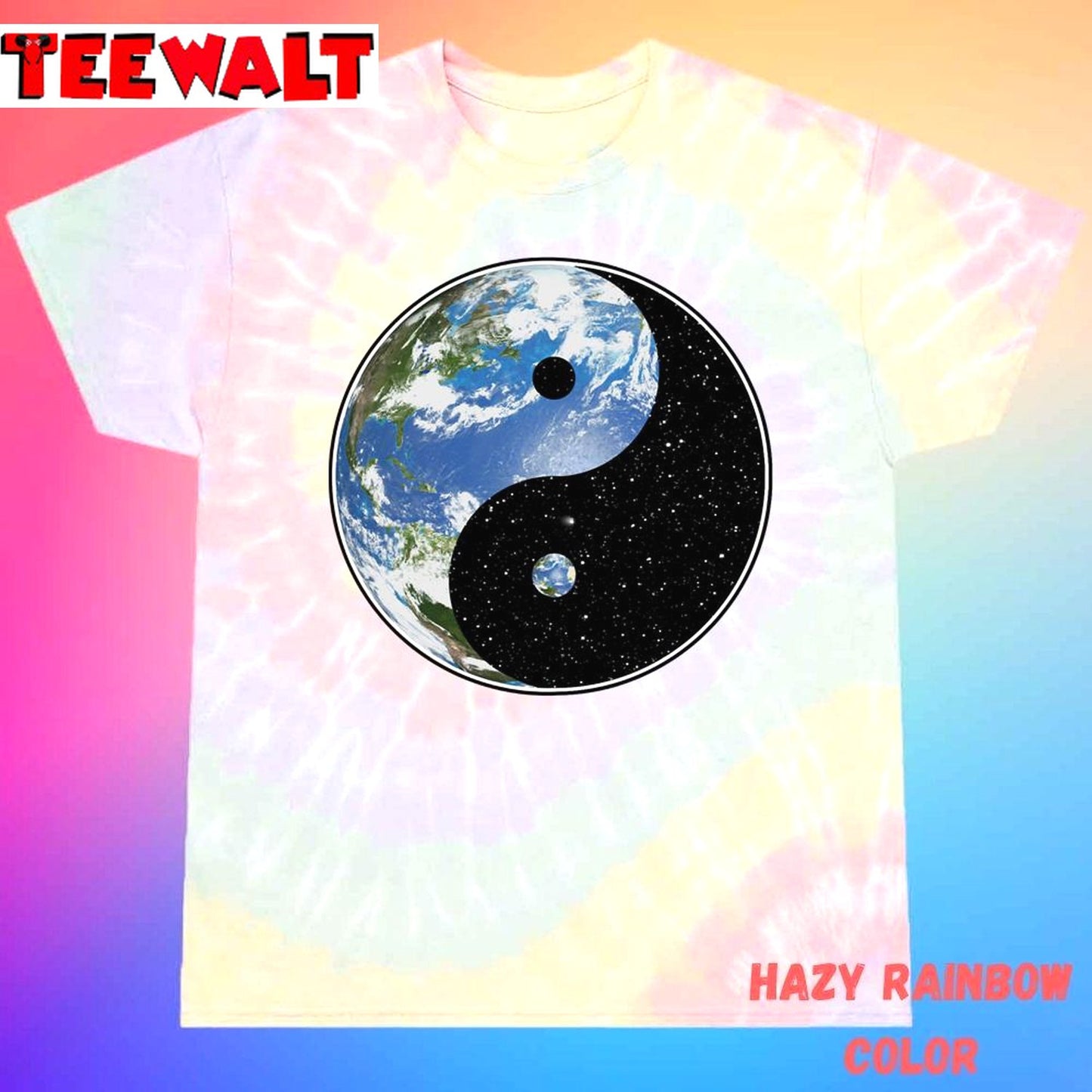 Earth And Space Yin Yang Symbol Unisex Tie Dye Tee