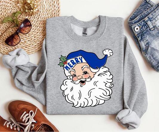 Santa'S Merry Christmas Go Big Blue Kentucky Wildcats Shirt