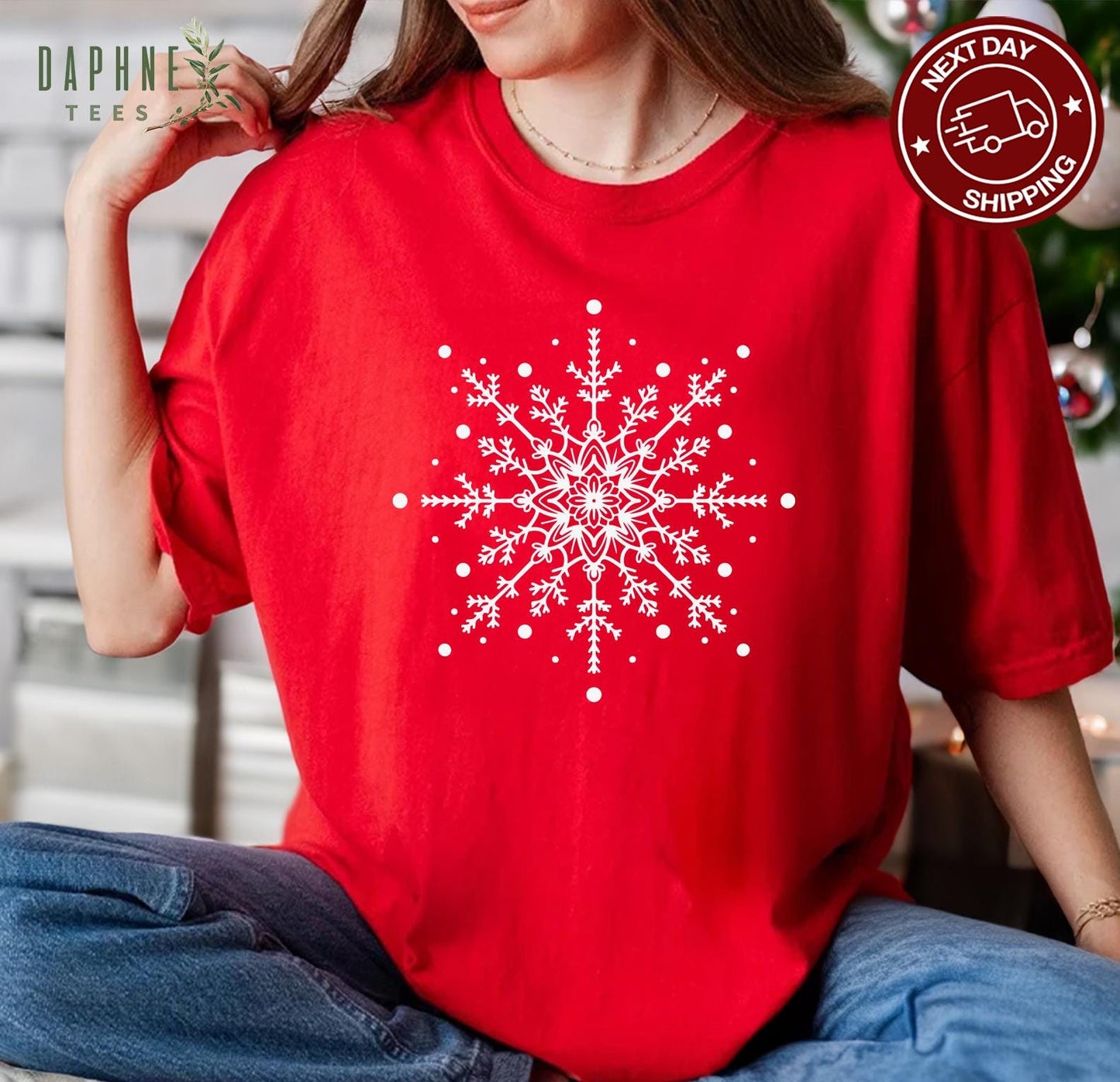 Snowflake Merry Christmas Graphic Tee