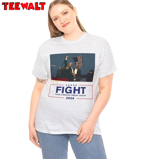 Cool Design Trump Fight Shirt, God Bless Trump New Rare Long Sleeve Tee Tops