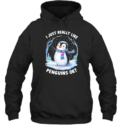 I Just Really Like Penguins Cute Winter Design T-Shirt