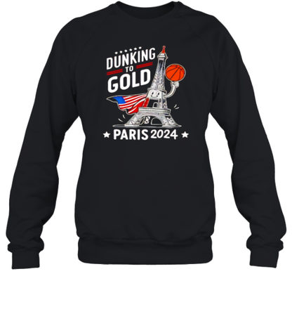 Dunking To Gold Team Usa Basketball Olympic Paris 2024 T-Shirt - Style 2