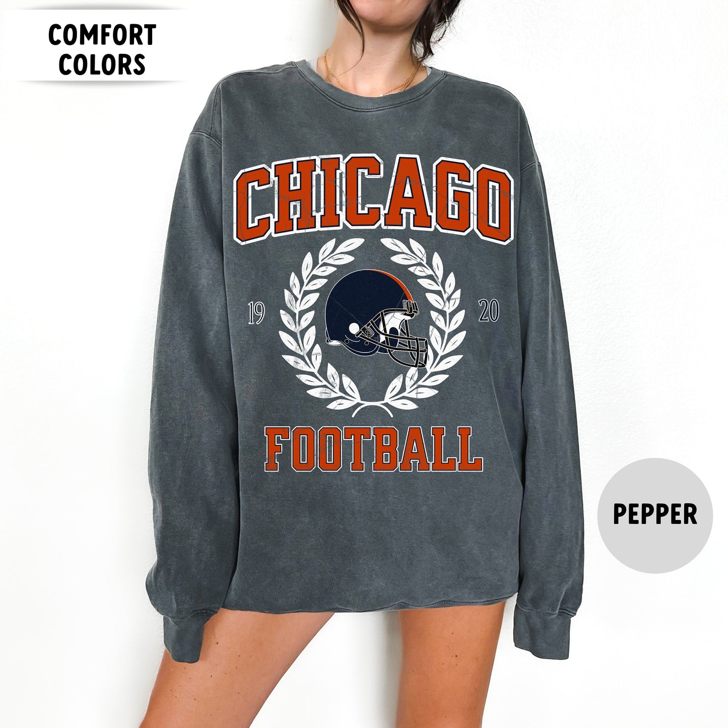 Chicago Football Sweatshirt Bear Crewneck Retro Shirt Gift Justin Fields