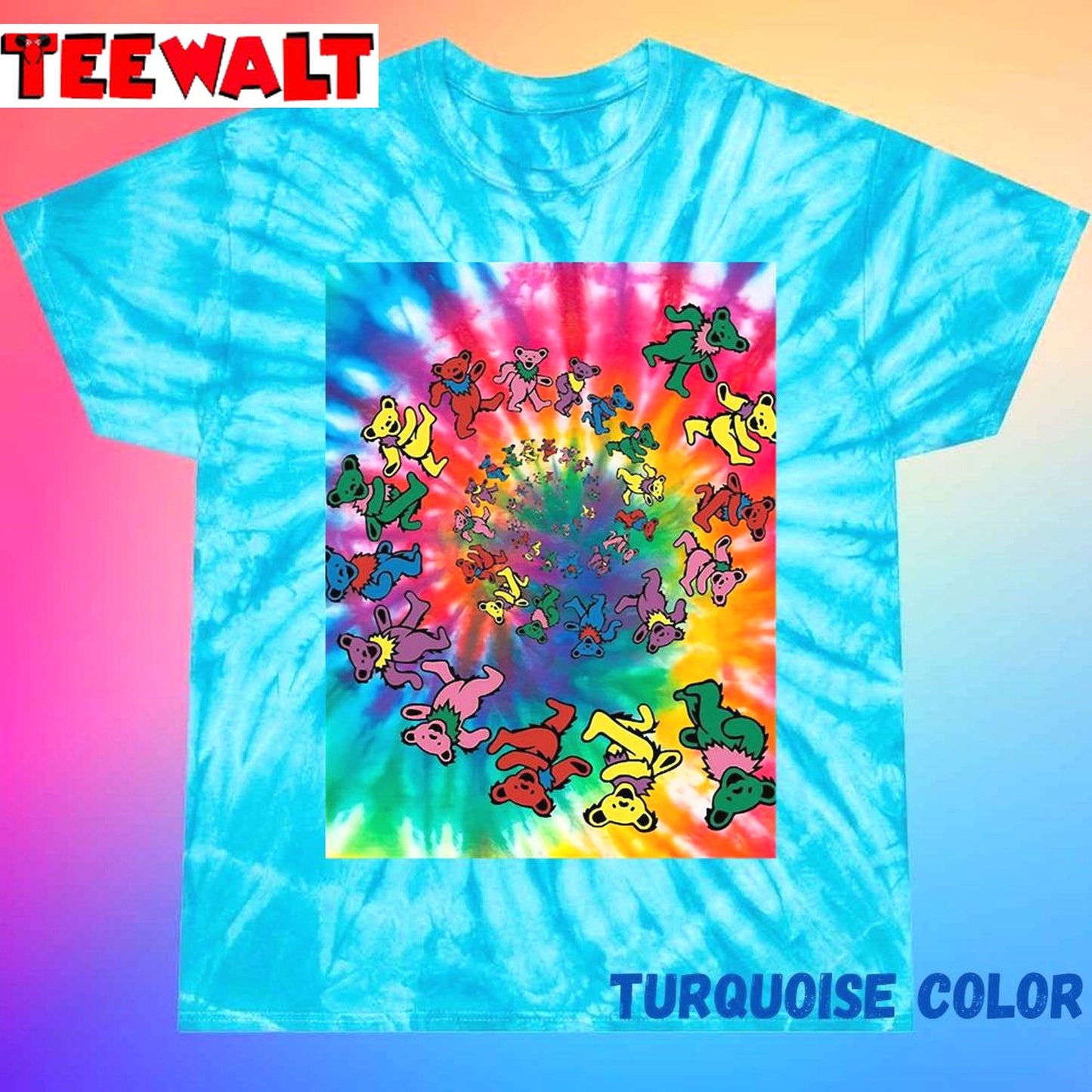 Full Animals Happy Unisex Tie Dye Tee