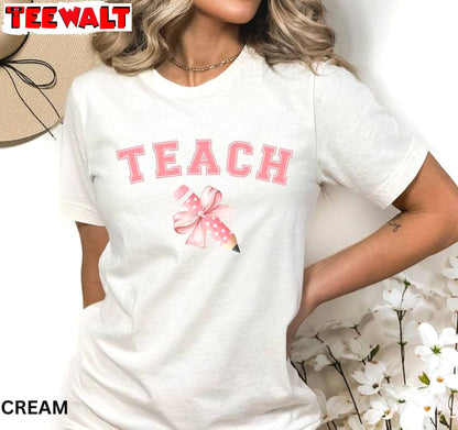 Cool Design Coquette Teacher Shirt, Funny Teacher Unisex T Shirt Long Sleeve