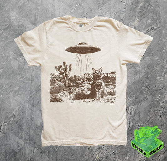 Vintage Ufo Cowboy Cat Shirt - Retro 90S Western Tee