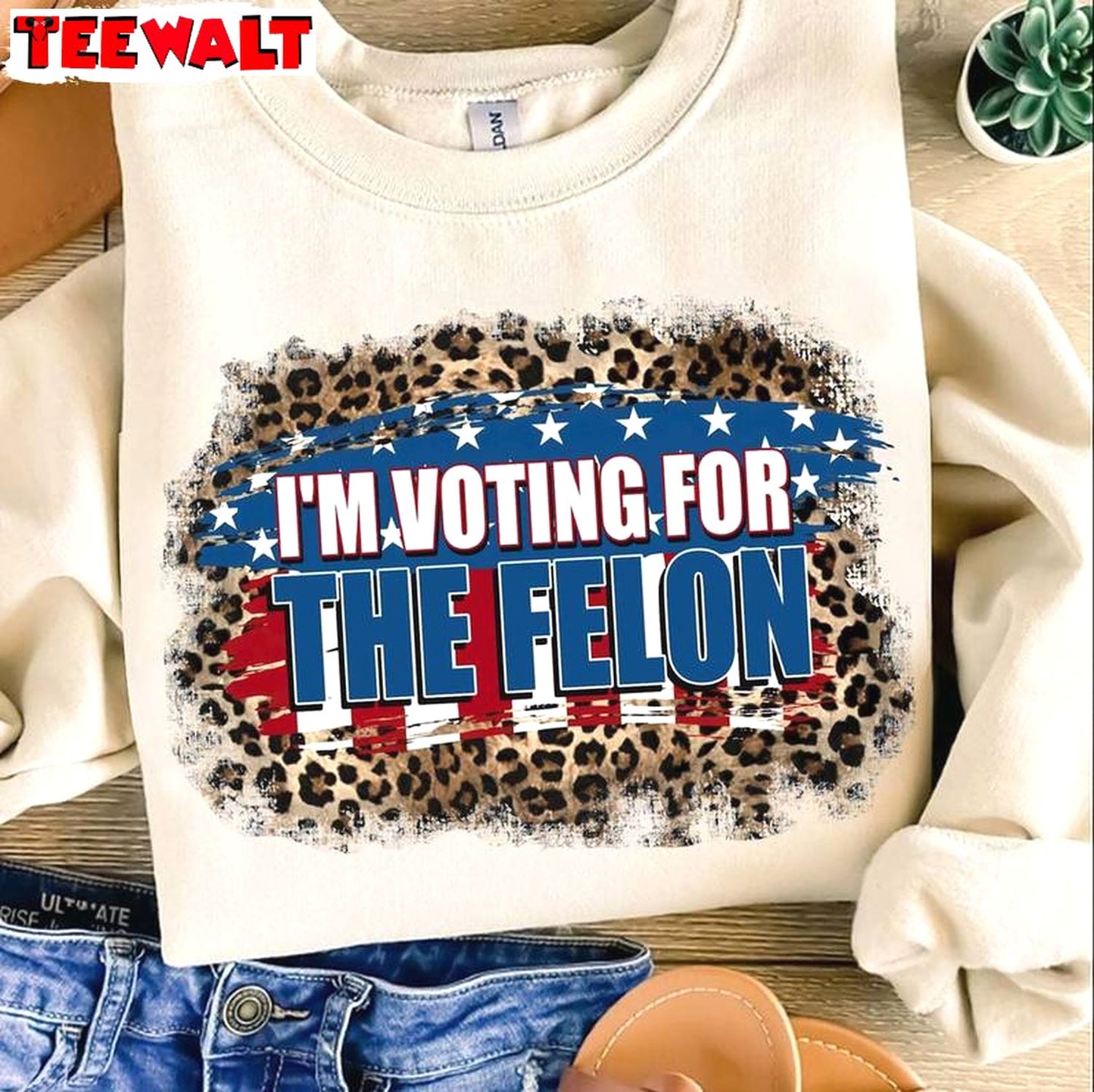 Funny America Leopard Unisex Hoodie, Limited I'm Voting For The Felon