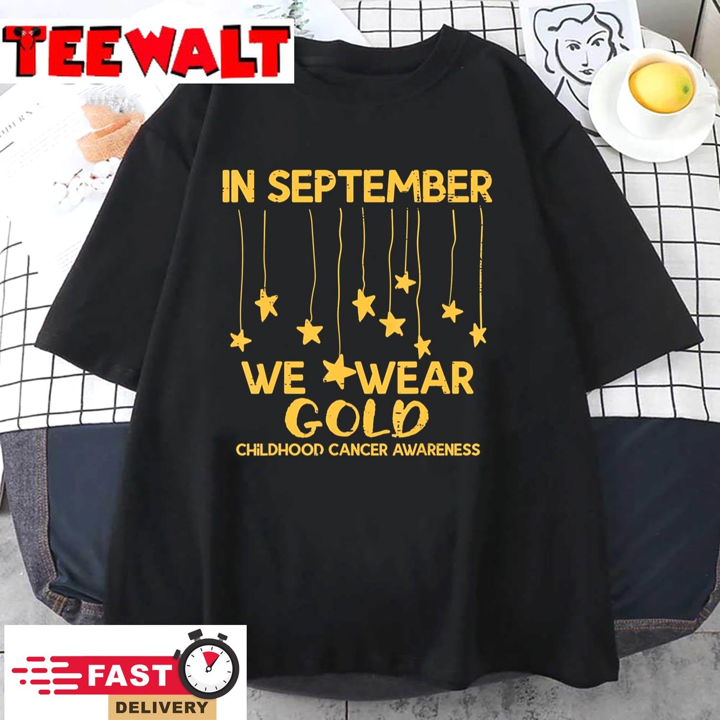 September We Wear Gold Childhood Cancer Awareness Support T-Shirt