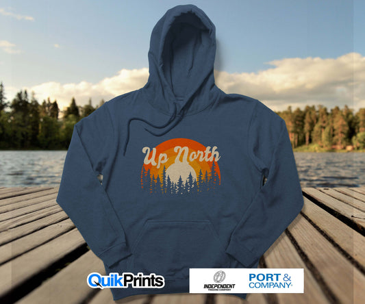 Up North Retro Sunset Pullover Hoodie