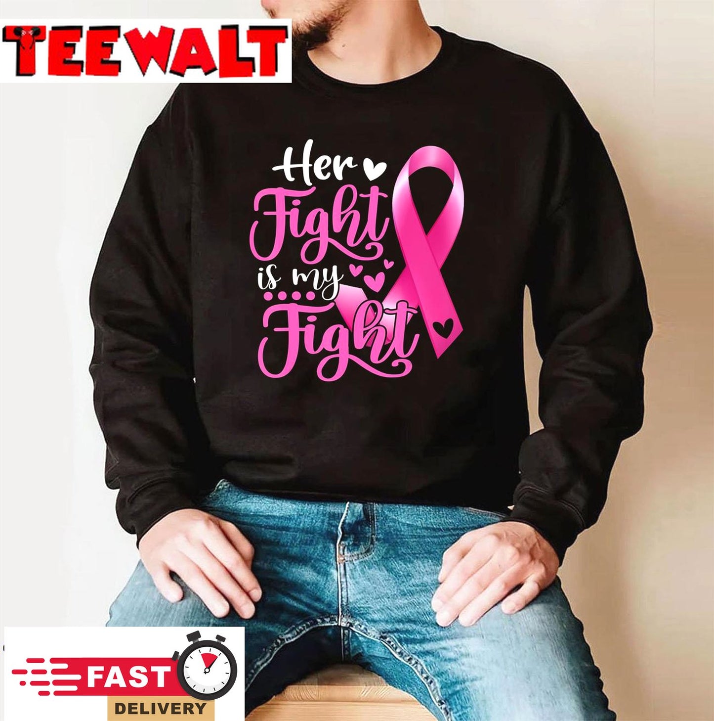 Her Fight Is My Fight Breast Cancer Awareness Ribbon Month Hoodie