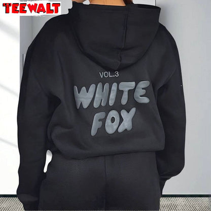 Whitefox Letter Hoodie, Basic Unisex T Shirt Crewneck