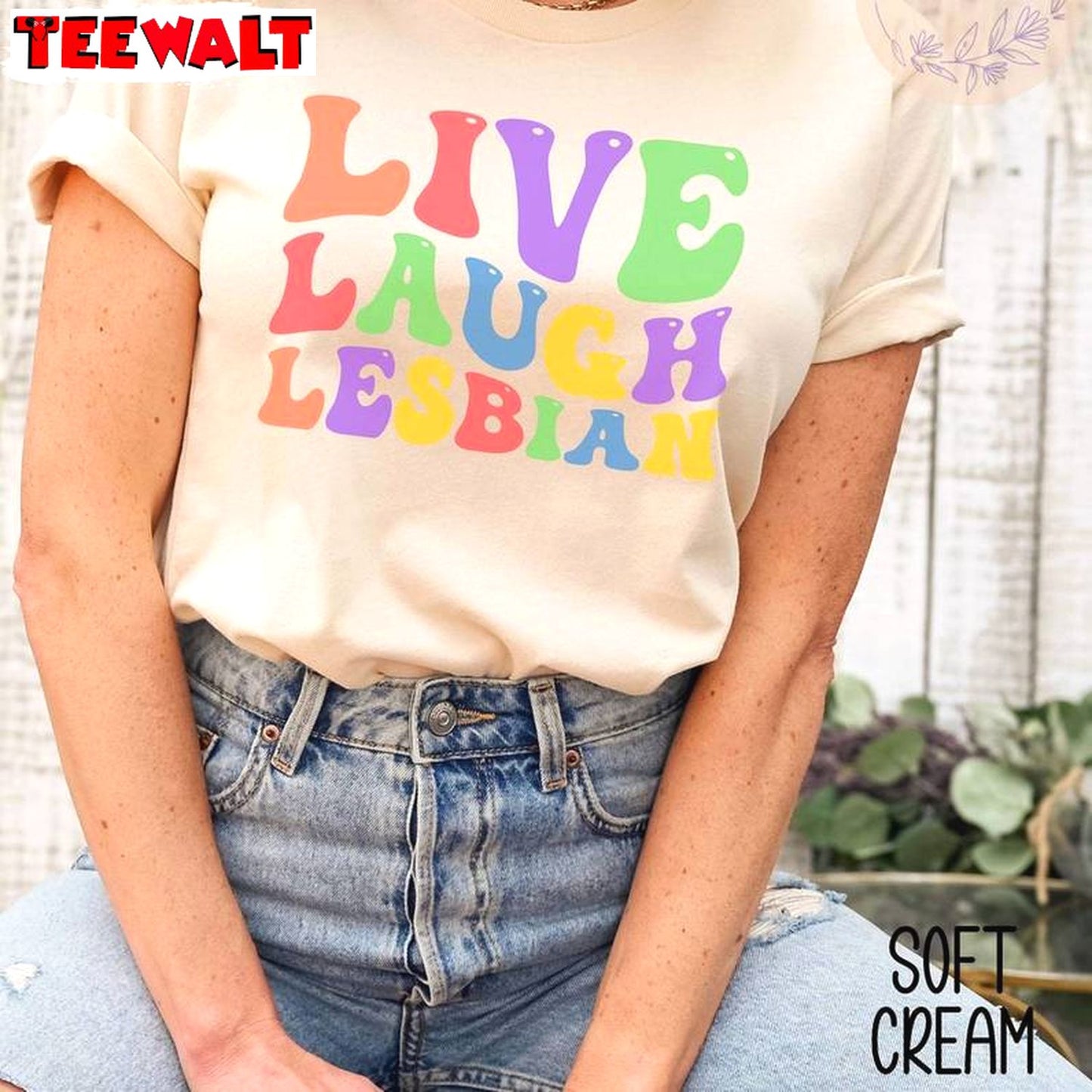 Live Laugh Lesbian Trendy Shirt, Fantastic Lgbtq Support Groovy Sweater