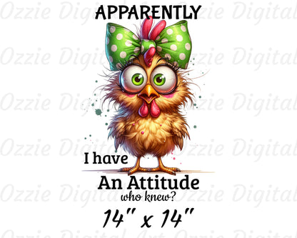 Apparently I Have Attitude Funny Chicken Farm Bird T-Shirt