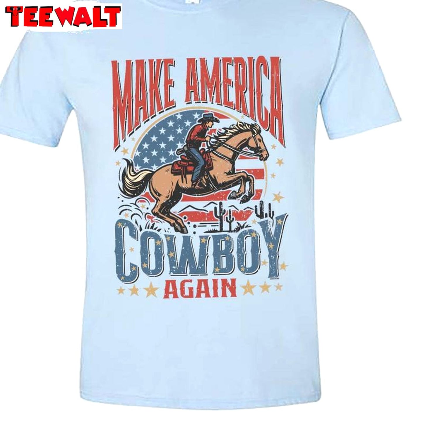 Awesome 4th Of July Rodeo Unisex Hoodie, Trendy Make America Cowboy Again Shirt Long Sleeve