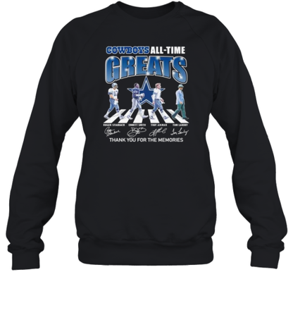 Dallas Cowboys All Time Greats Team Abbey Road Thank You For The Memories Signatures T-Shirt