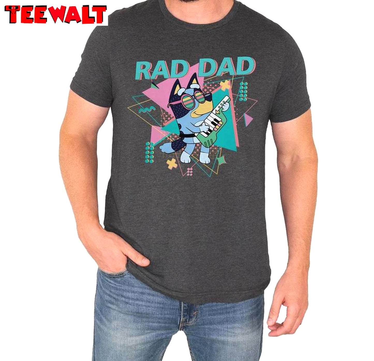 Limited Bluey Rad Dad Shirt, Groovy Rad Dad Club Crewneck Long Sleeve