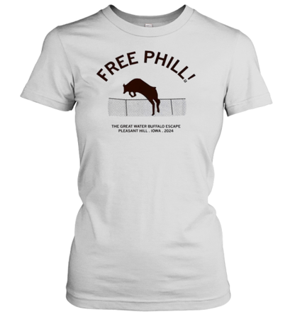 Free Phill The Great Water Buffalo Escape Pleasant Hill Iowa 2024 T-Shirt