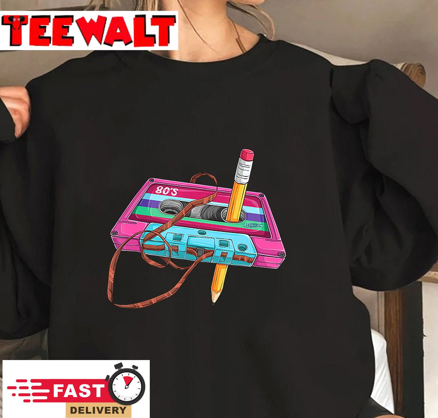 Vintage Cassette Tape Pencil 70's 80's 90's Music Mixtape T-Shirt