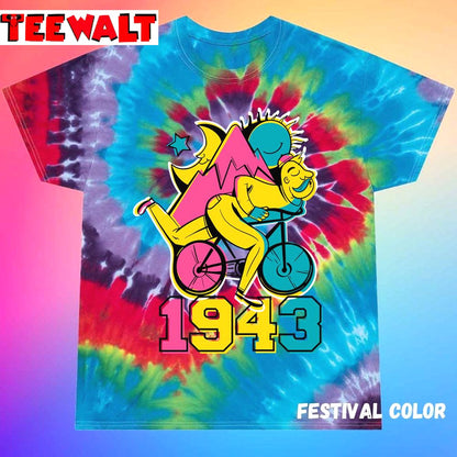 Trippy Psychedelic Bicycle Ride 1940s Unisex Tie Dye Tee