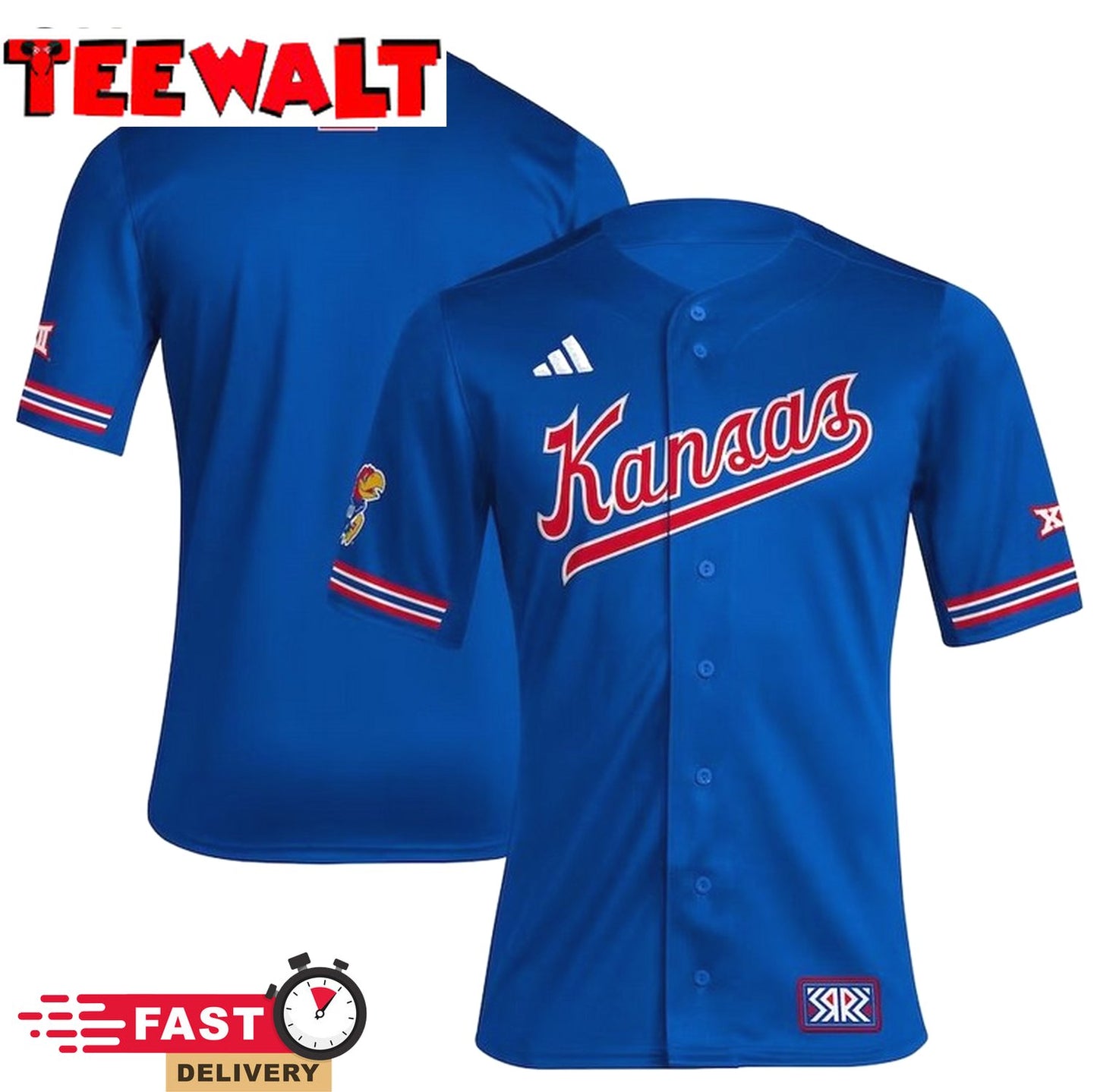 Royal Kansas Jayhawks Reverse Retro Replica Baseball Jersey