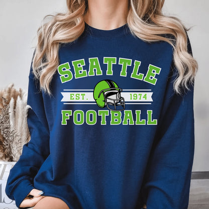 Vintage Seattle Football Crewneck Sweatshirt - Seahawks Retro T-Shirt