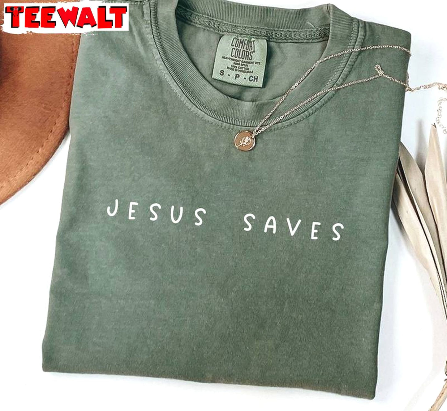 Jesus Saves Unique Shirt, Creative Religious Crewneck Long Sleeve