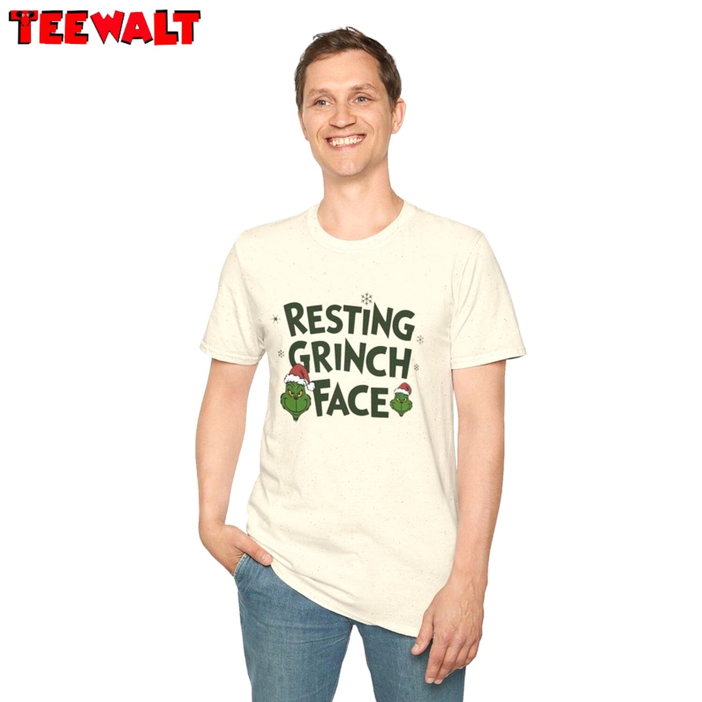 Resting Grinch Face T Shirt, Funny Grinchmas Tee, For Family