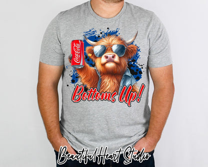 Bottoms Up Coke Highland Cow Shirt