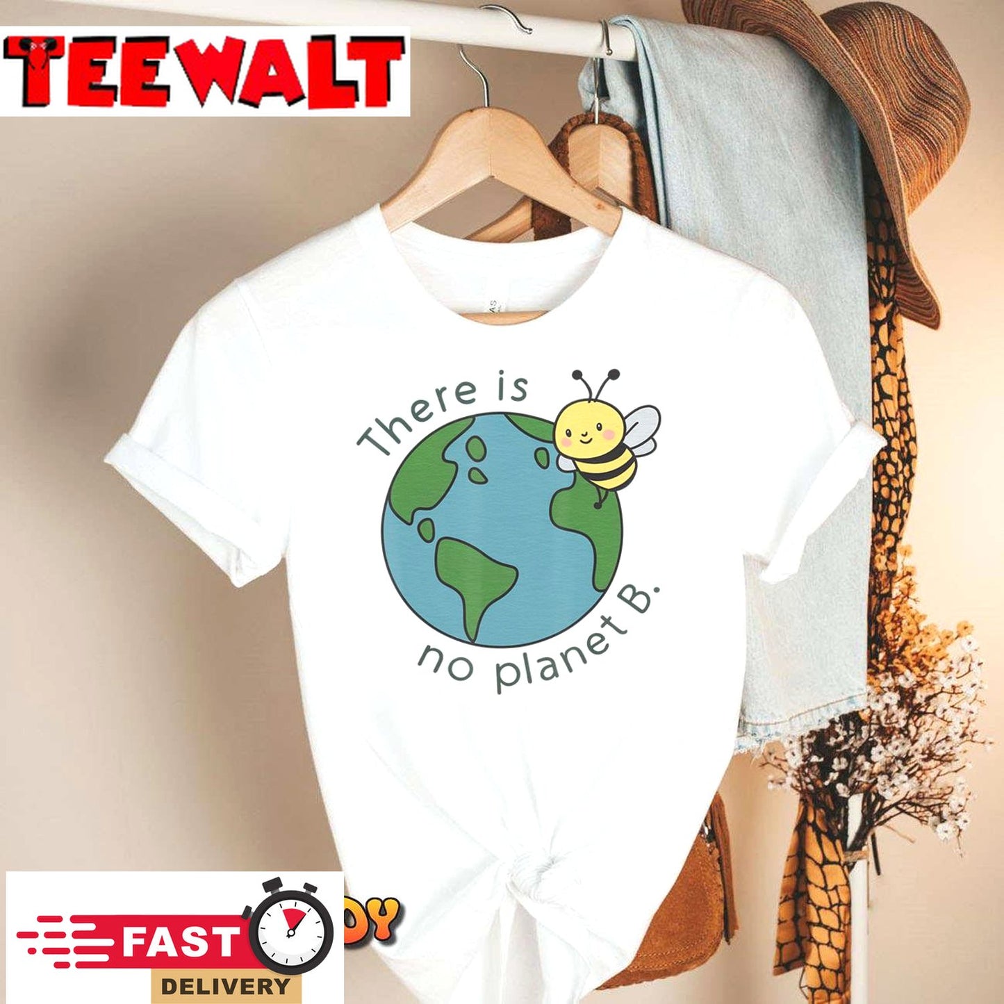 Happy Earth Day 2024 Cute Planet Bee Mother Earth Aesthetic T-Shirt