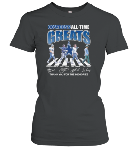 Dallas Cowboys All Time Greats Team Abbey Road Thank You For The Memories Signatures T-Shirt