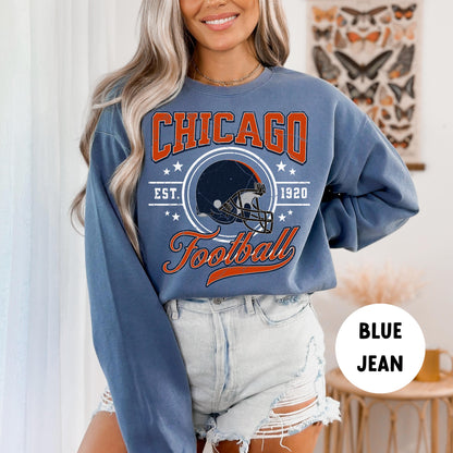 Chicago Football Sweatshirt - Bear Crewneck Retro Gift For Football Fans