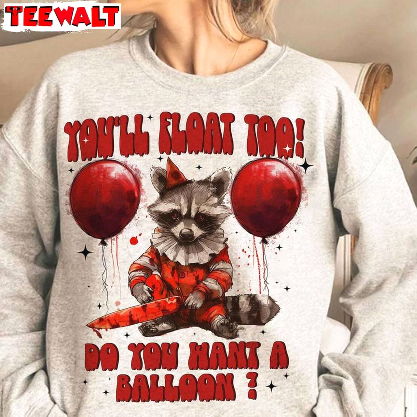 Do You Want A Balloon Trendy Unisex Hoodie, Raccoon Halloween Short Sleeve Tee Tops