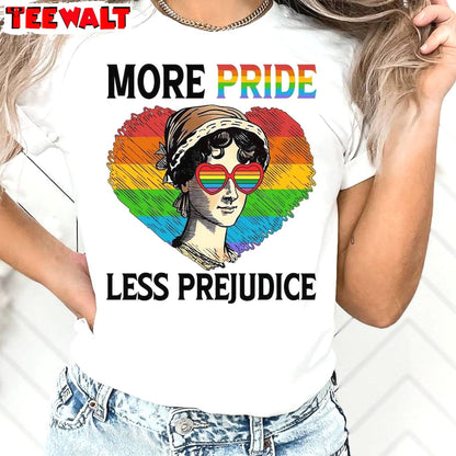 Pride Month Groovy Unisex Hoodie, More Pride Less Prejudice Shirt Long Sleeve