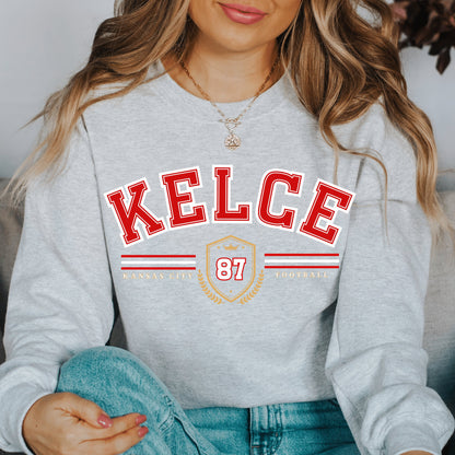 Travis Kelce Football Crewneck Sweatshirt - Kansas City Fan Gift