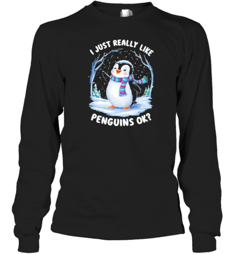 I Just Really Like Penguins Cute Winter Design T-Shirt