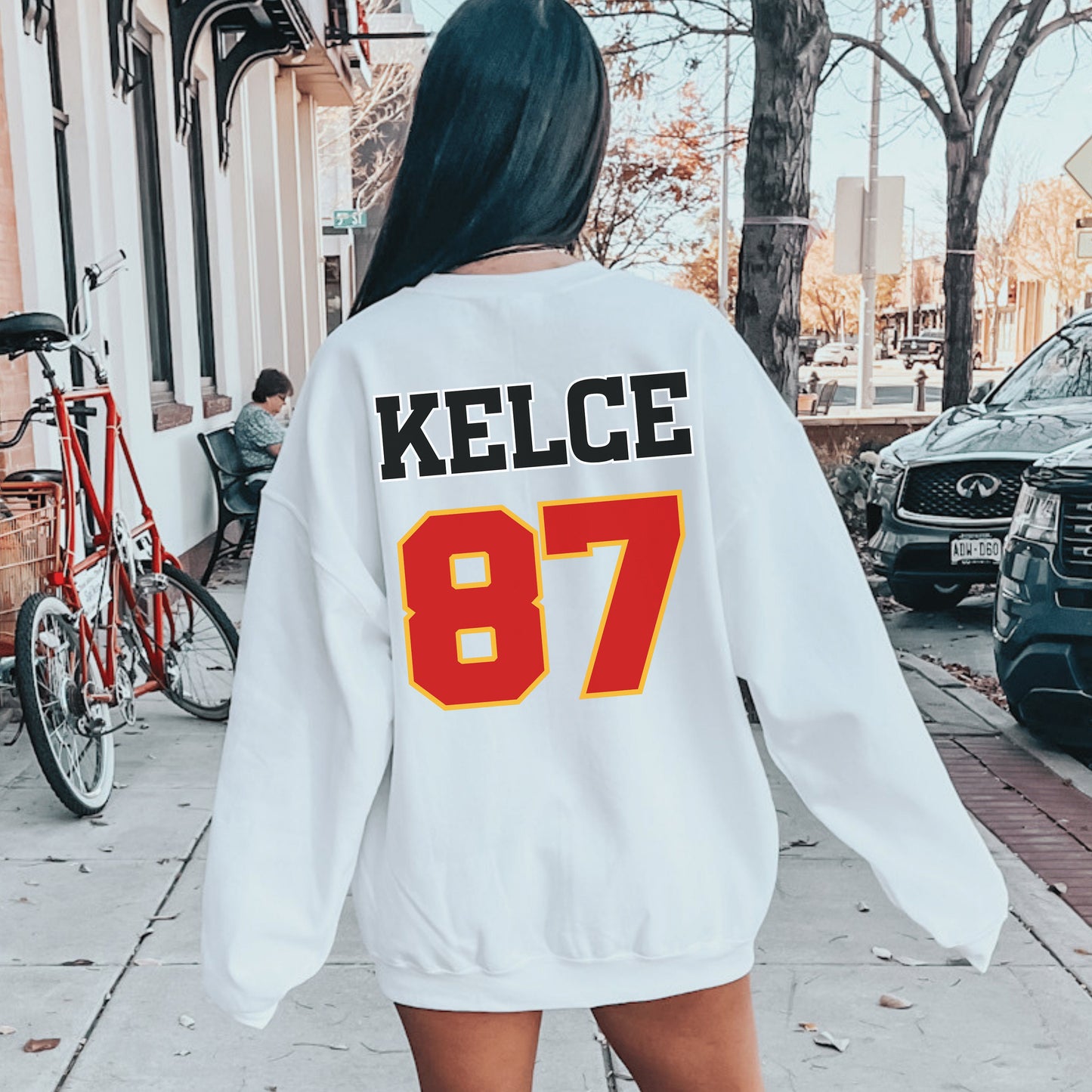 Travis Kelce Football Crewneck Sweatshirt Kansas City Football Fan Gift