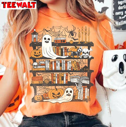 Halloween Library Limited Unisex Hoodie, Modern Teacher Halloween Long Sleeve Tee Tops