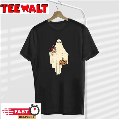 Vintage Floral Ghost Cute Halloween Costume Funny Graphic T-Shirt