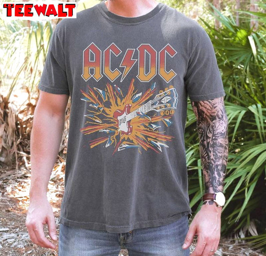 Fantastic Acdc High Voltage Guitar T Shirt, Trendy Acdc Band Shirt Unisex Hoodie