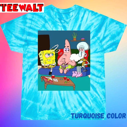 Getting High Smoking Weed Spongebob Patrick And Squidward Unisex Tie Dye T-Shirt