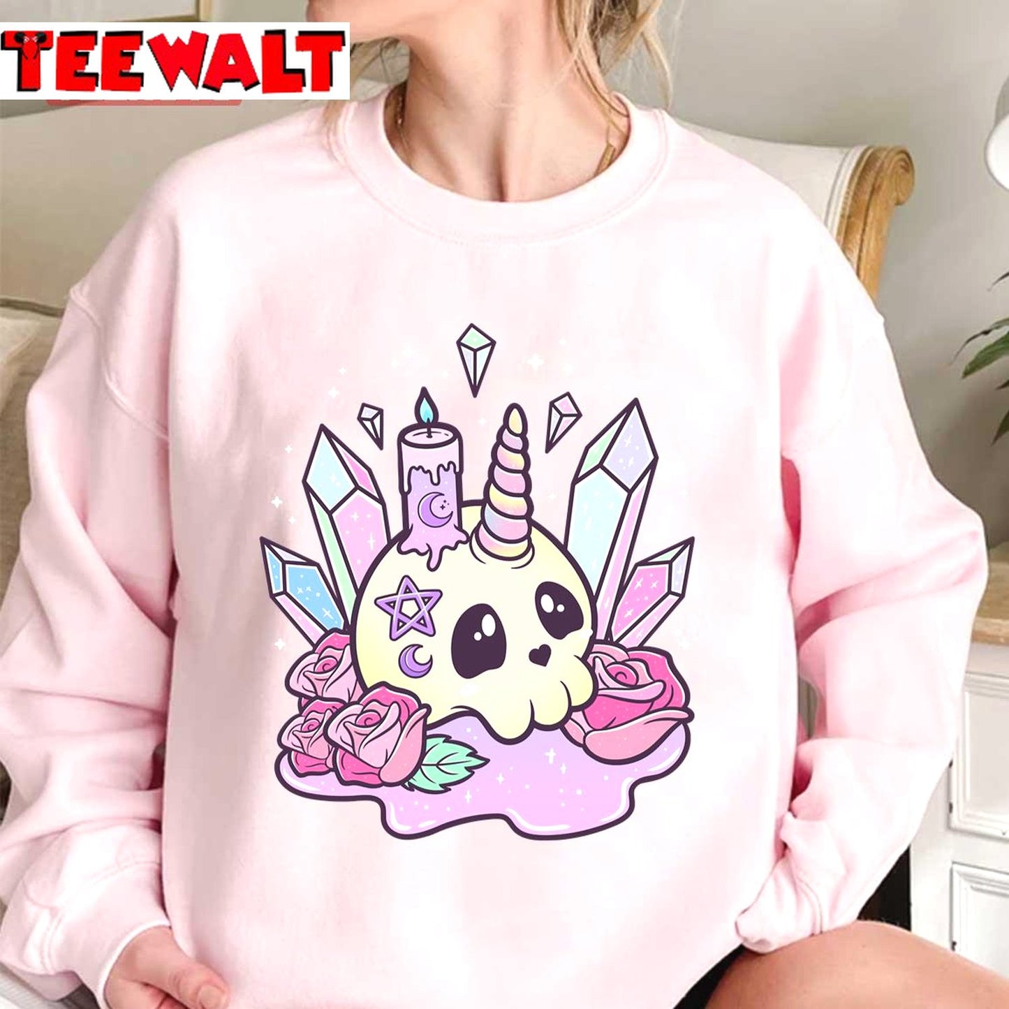 Occult Skull Kawaii Pastel Goth Cute Creepy Unisex Sweatshirt