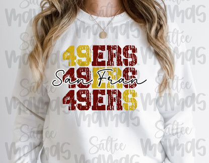 Triple 49Ers Stack San Francisco Football Apparel Gift Idea