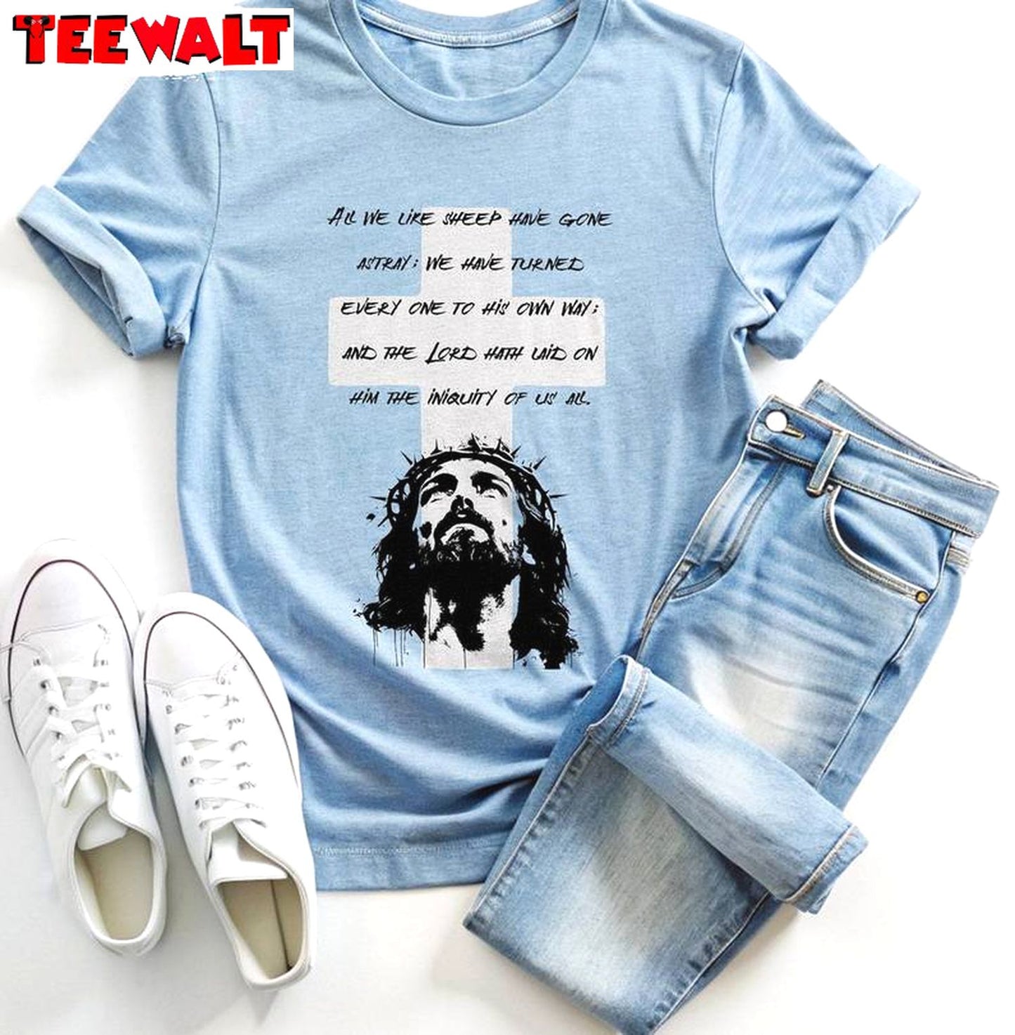 Jesus Christ Cross Cool Design Shirt , Trendy Isaiah 53 Long Sleeve Tee Tops