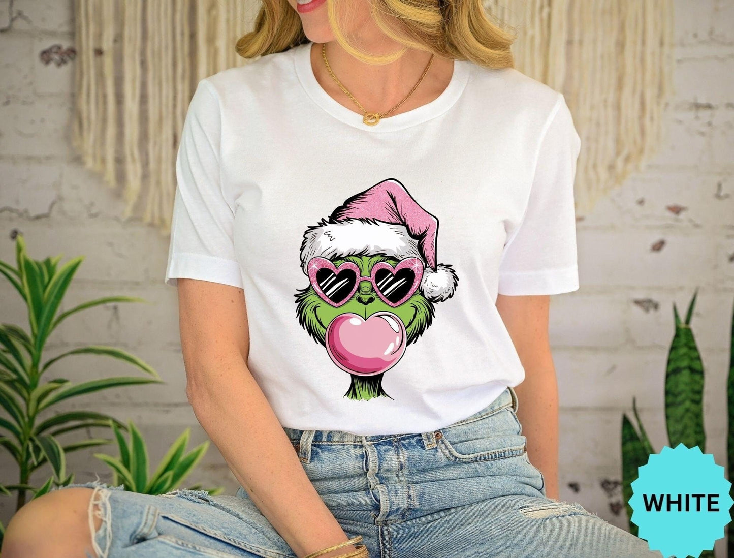 Retro Christmas Grinch With Pink Glasses Hoodie Sweatshirt