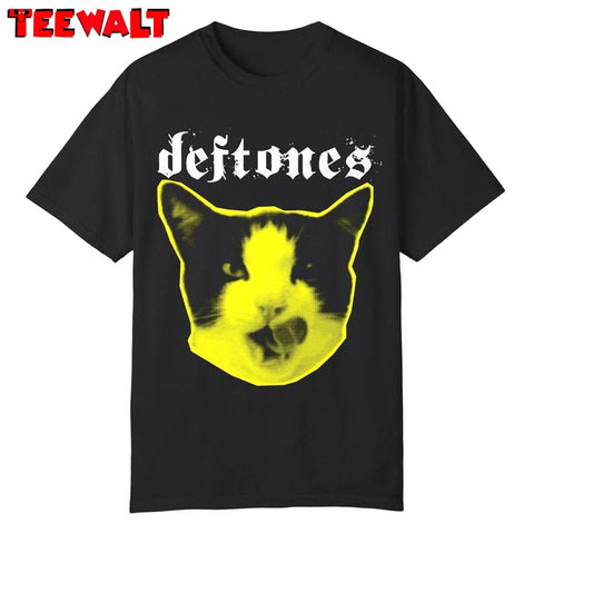 Deftones Yellow Kitty Comfort Shirt, Around The Fur Deftones Short Sleeve Sweater