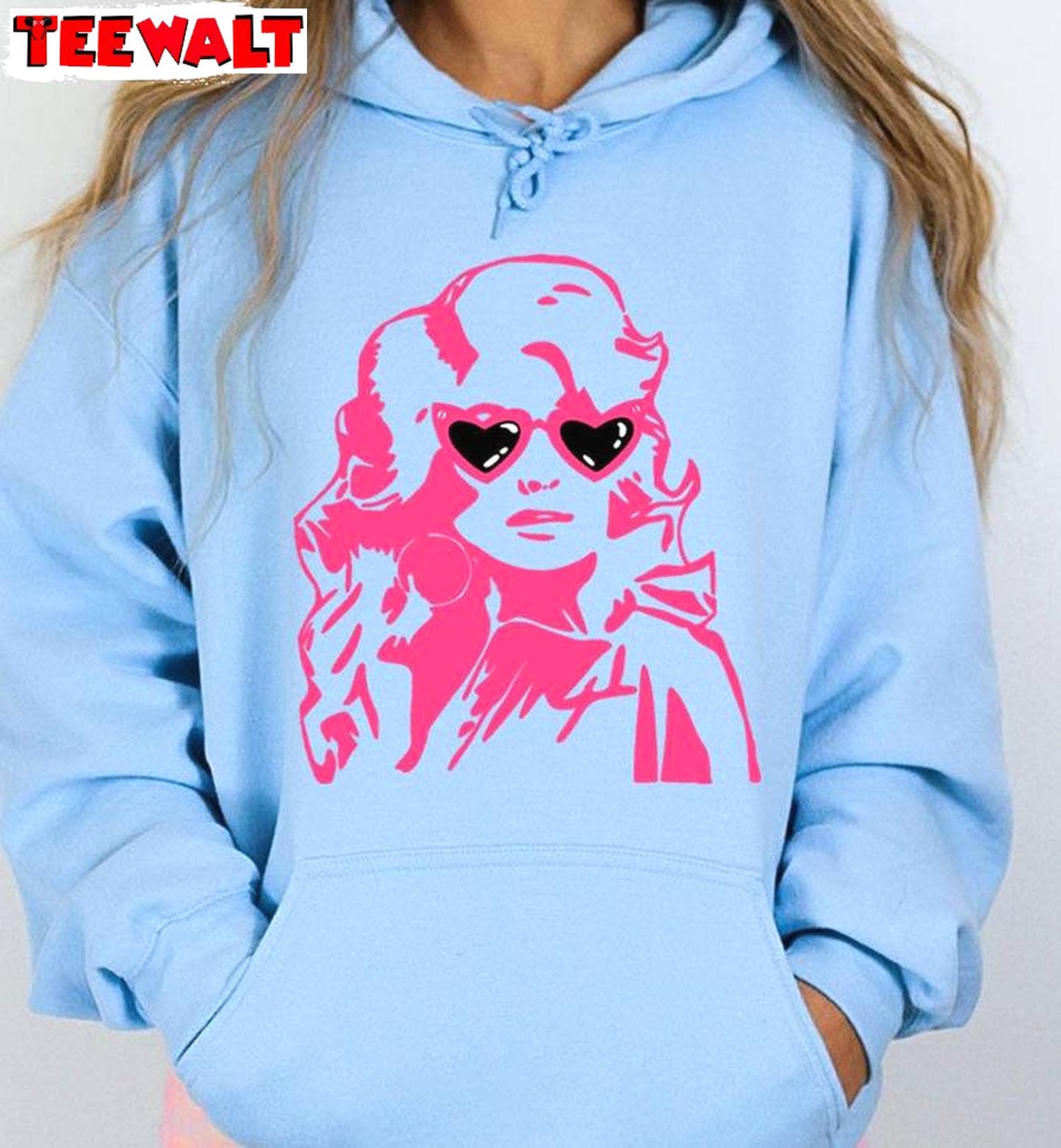 Dolly Hearts Sunglasses Unisex Hoodie, Comfort Dolly Parton Shirt Long Sleeve