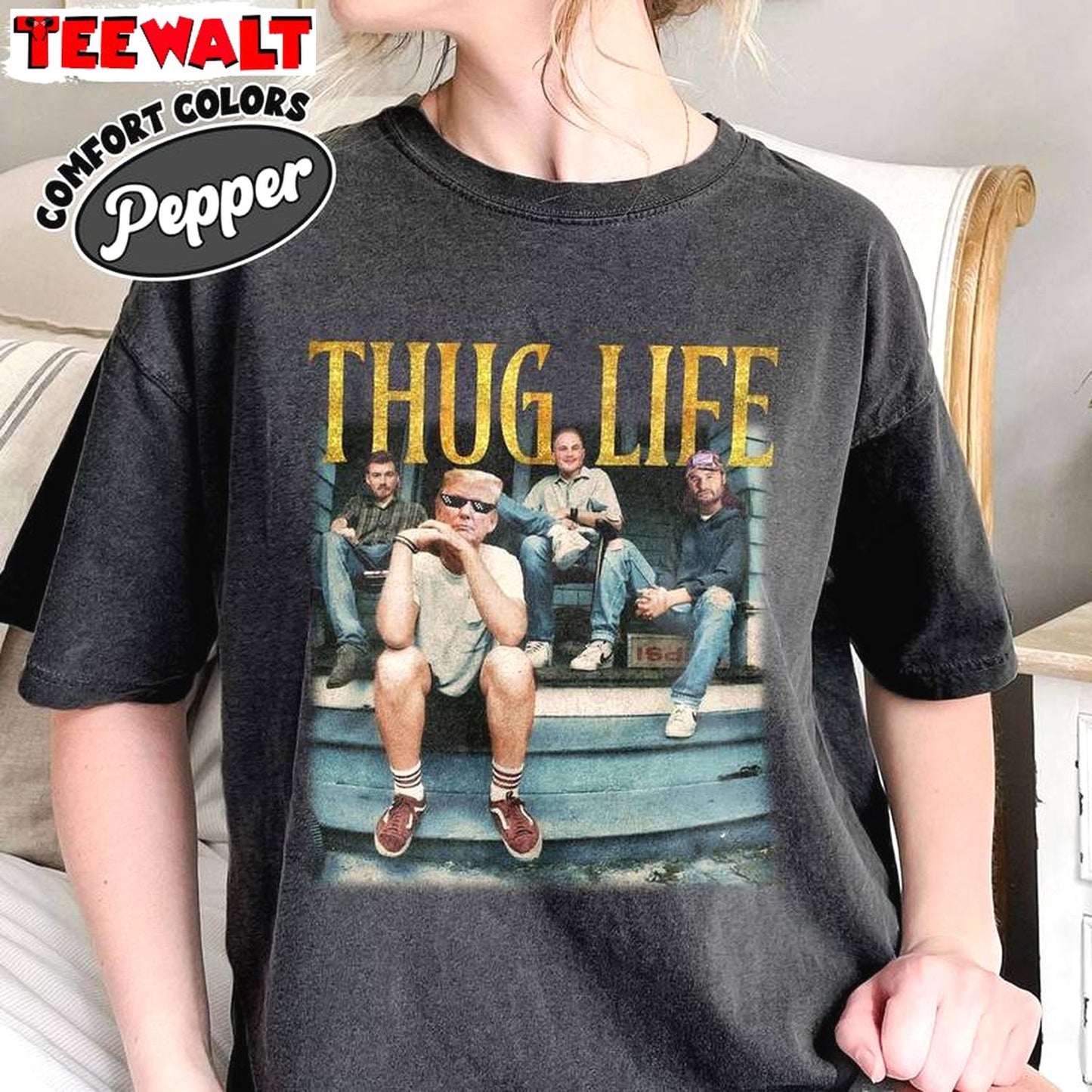 New Rare Thug Life Trump Shirt, Groovy Distressed Trump 47 Long Sleeve T Shirt