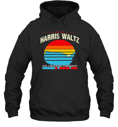 Harris Walz 2024 For A Brighter Tomorrow Sunset US State Map T-Shirt