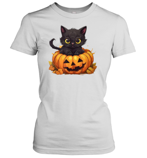 Halloween Black Cat Pumpkin Spooky Kitty Boys Girls T-Shirt