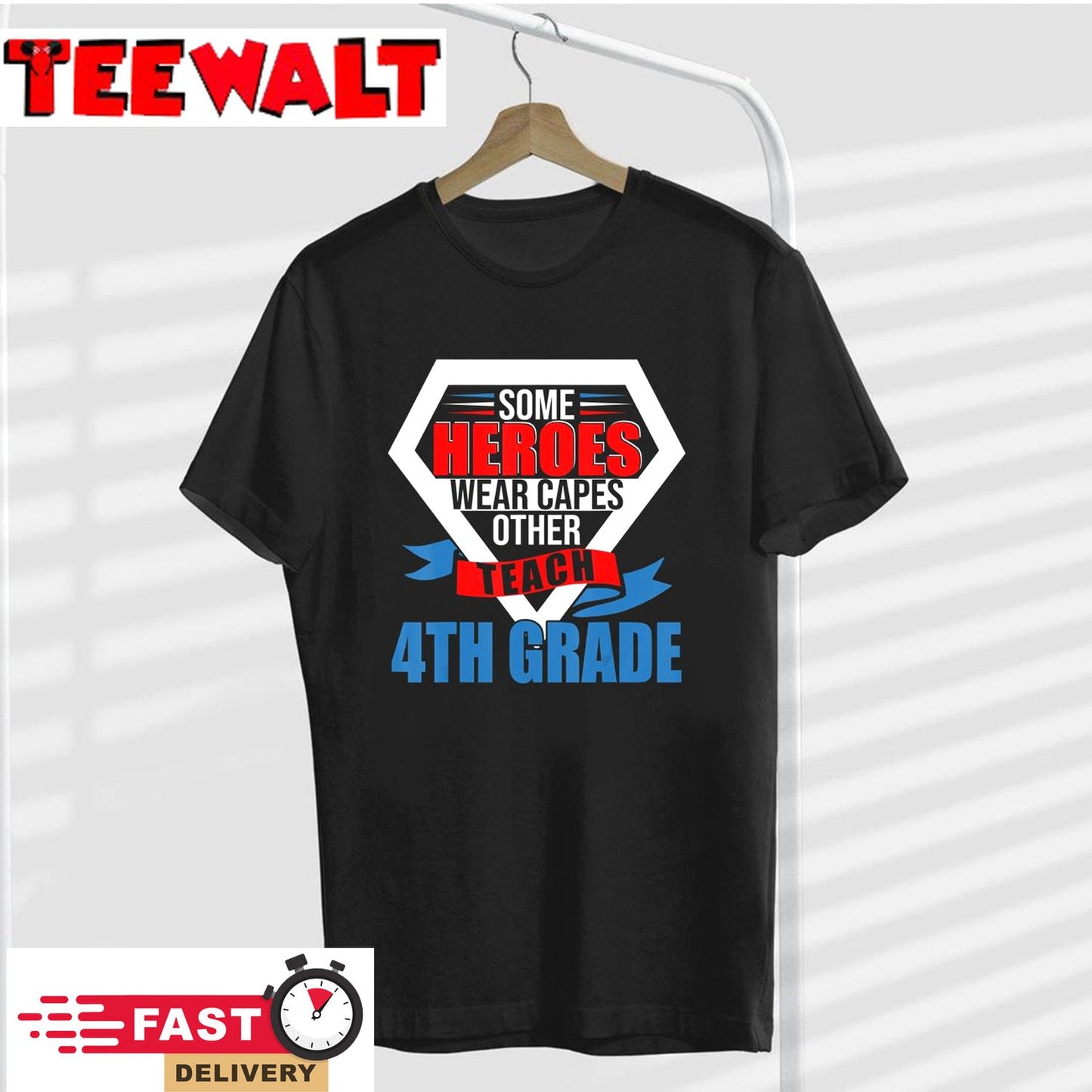 Some Heroes Wear Capes Others Teach 4th Grade Teacher T-Shirt